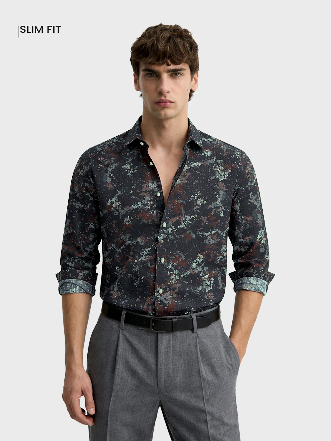 Men's Green Slim Fit Printed Casual Shirt - Image 2