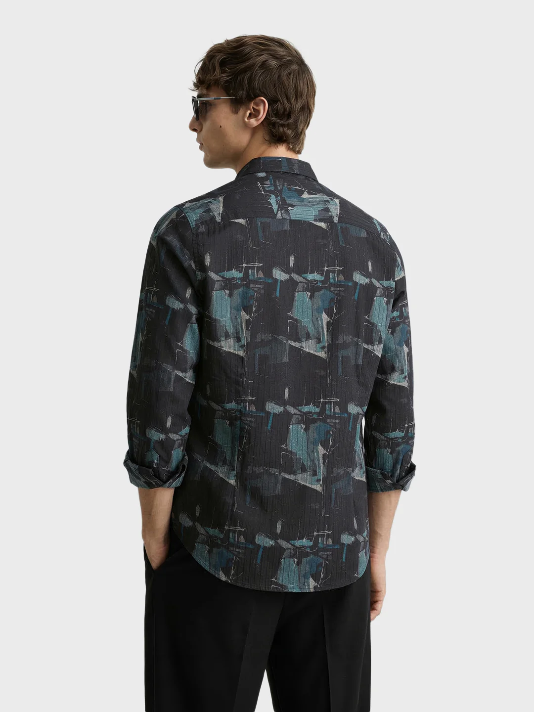 Men's Green Slim Fit Printed Casual Shirt - Image 5