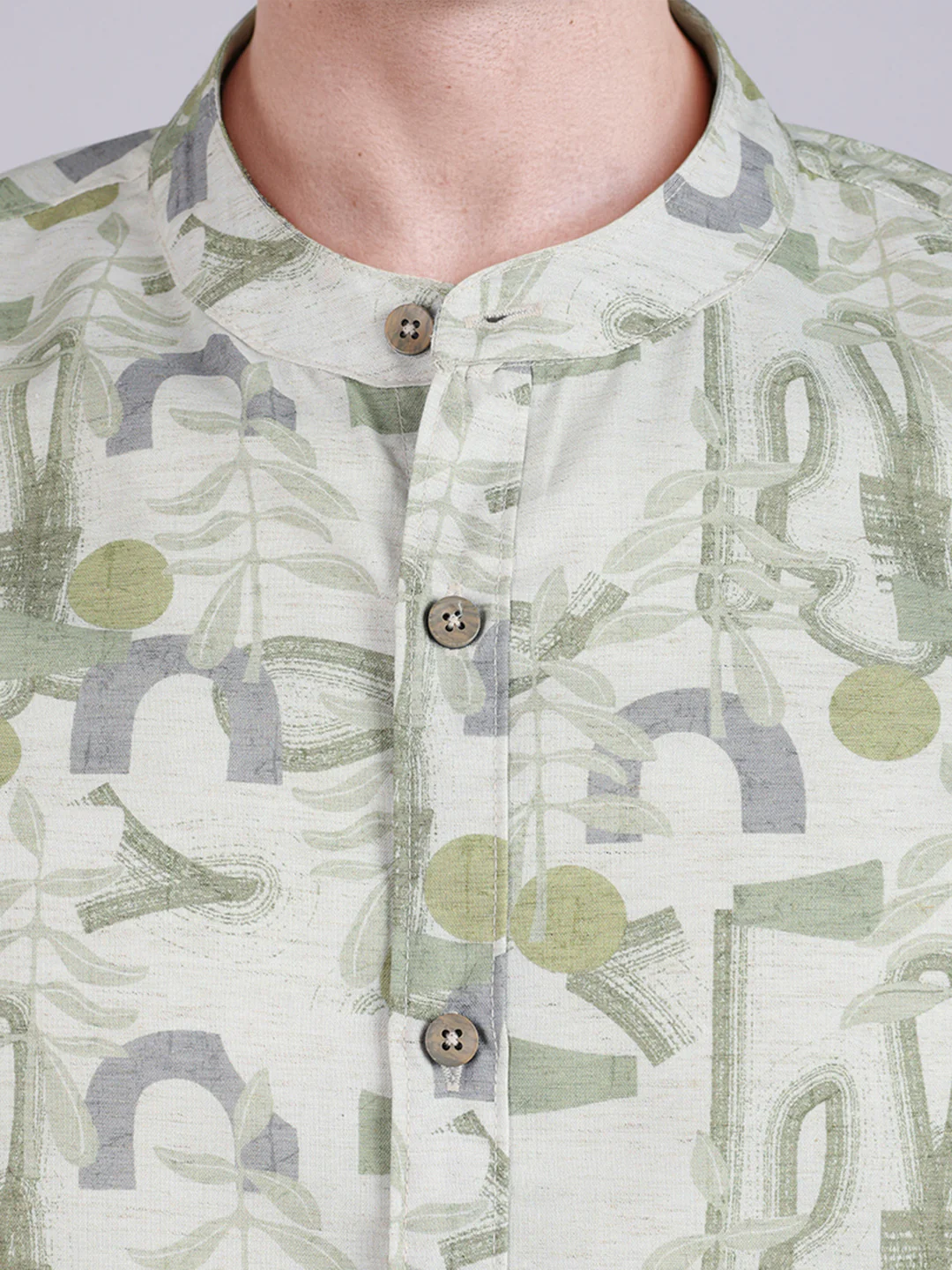 Men's Green Slim Fit Printed Casual Shirt - Image 3