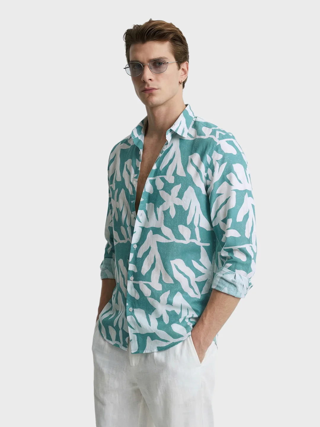 Men's Green Slim Fit Printed Casual Shirts - Image 4