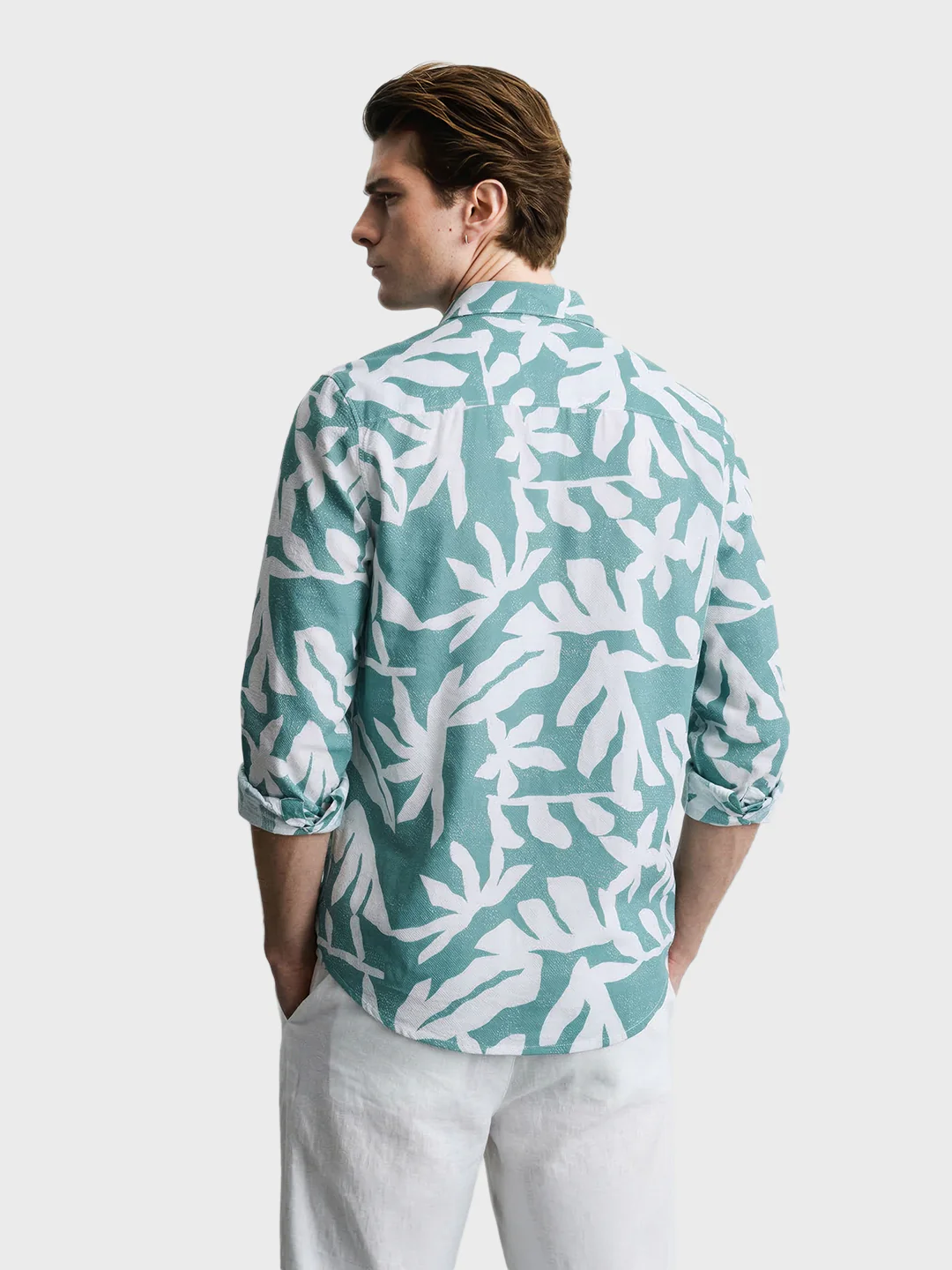 Men's Green Slim Fit Printed Casual Shirts - Image 5