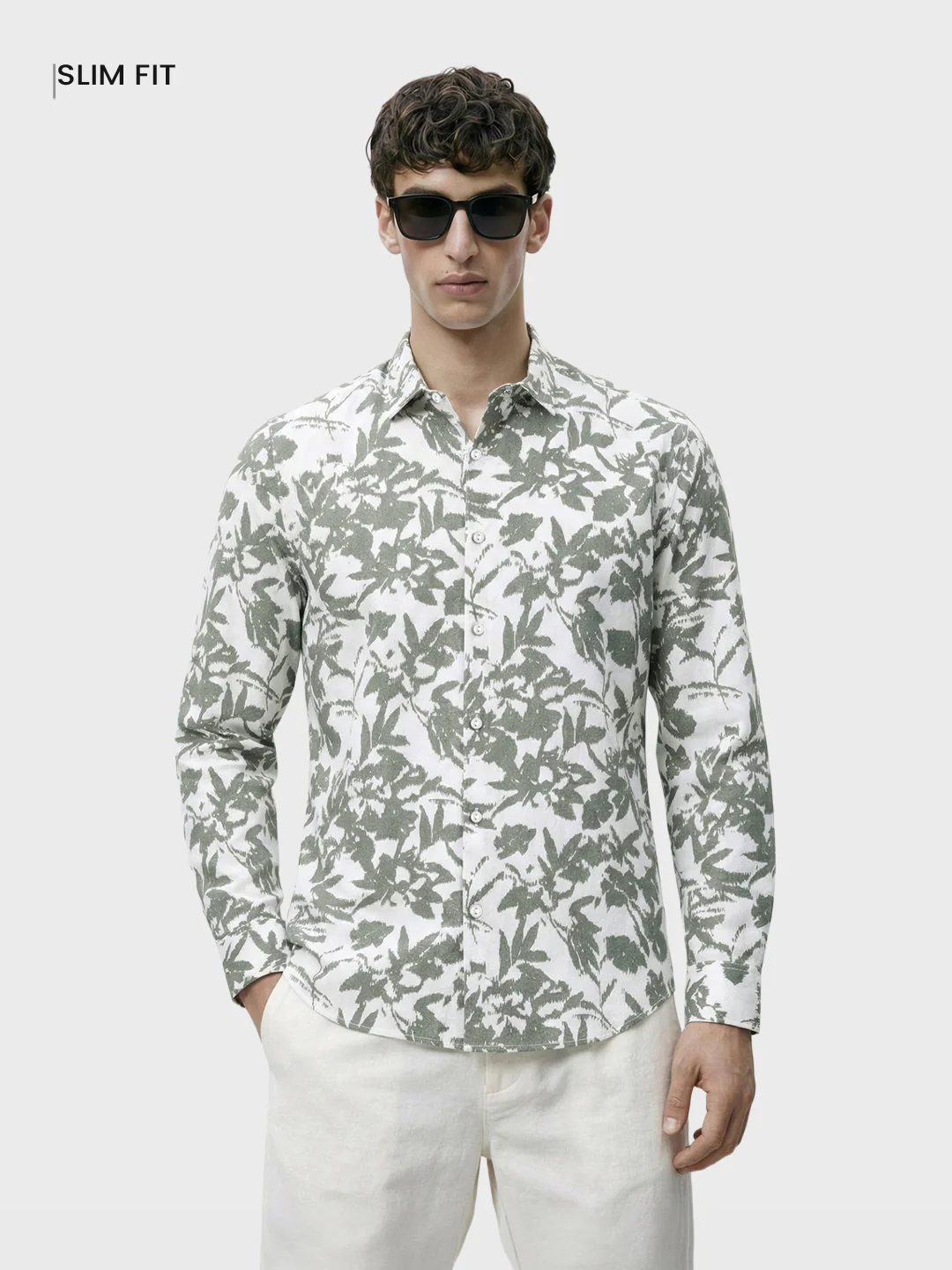 Men's Green Slim Fit Printed Casual Shirts - Image 2