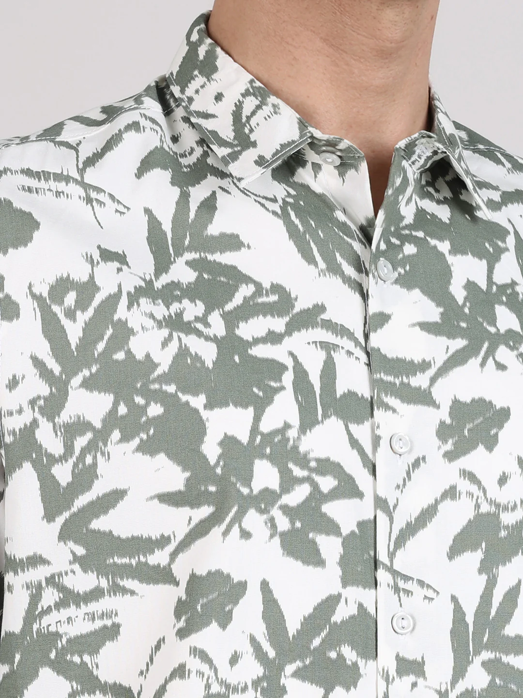 Men's Green Slim Fit Printed Casual Shirts - Image 3