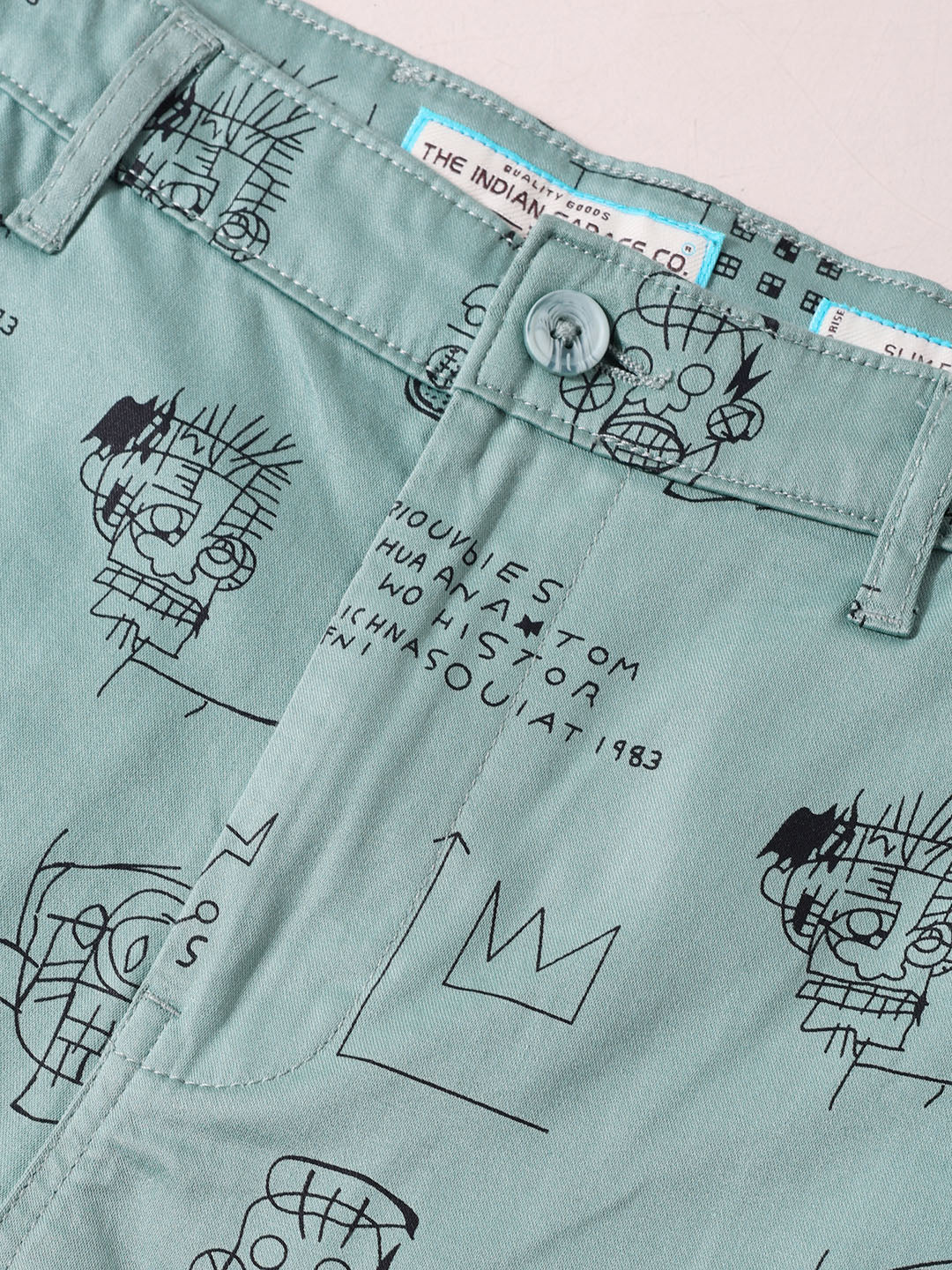 Men's Green Slim Fit Printed Casual Shorts - Image 7