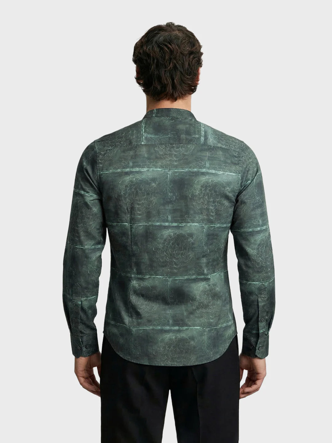 Men's Green Slim Fit Printed Party Wear Shirt - Image 5