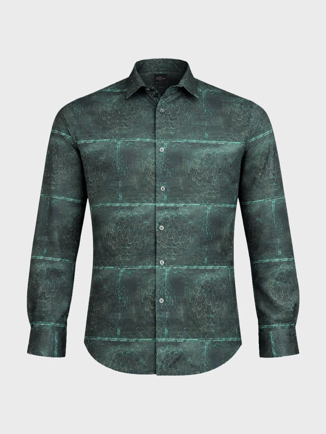 Men's Green Slim Fit Printed Party Wear Shirt - Image 6