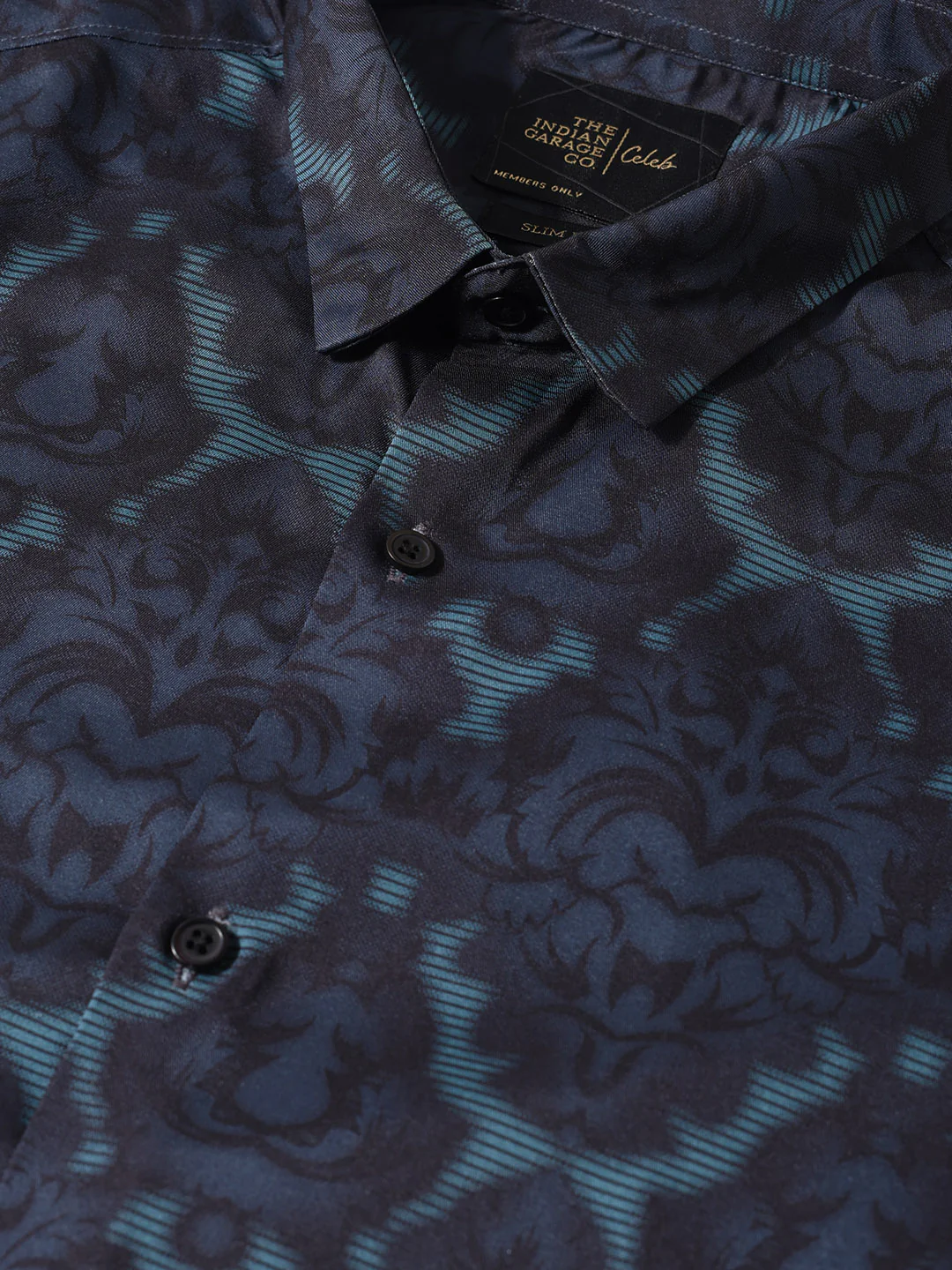 Men's Green Slim Fit Printed Party Wear Shirt - Image 3