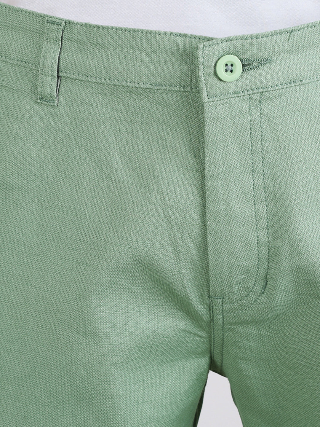 Men's Green Slim Fit Solid Casual Chinos - Image 8