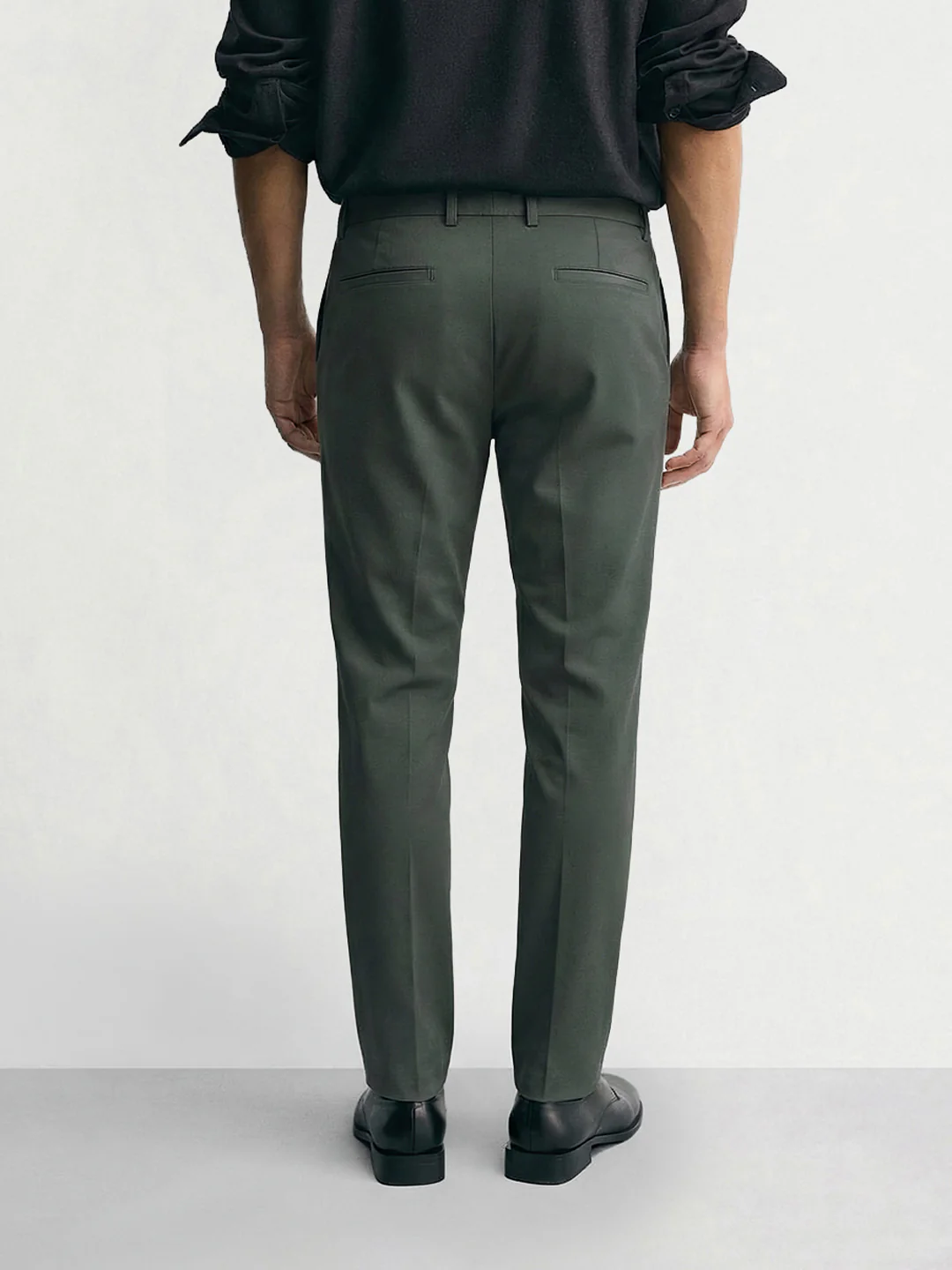 Men's Green Slim Fit Solid Casual Chinos - Image 2