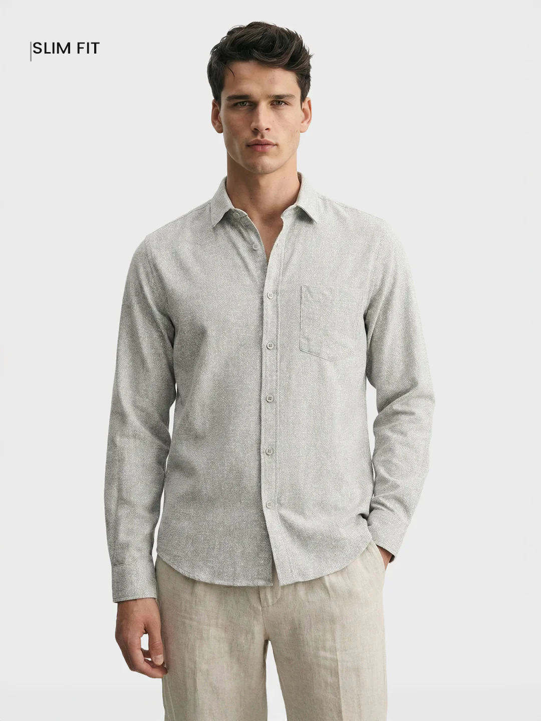 Men's Green Slim Fit Solid Casual Shirt - Image 2