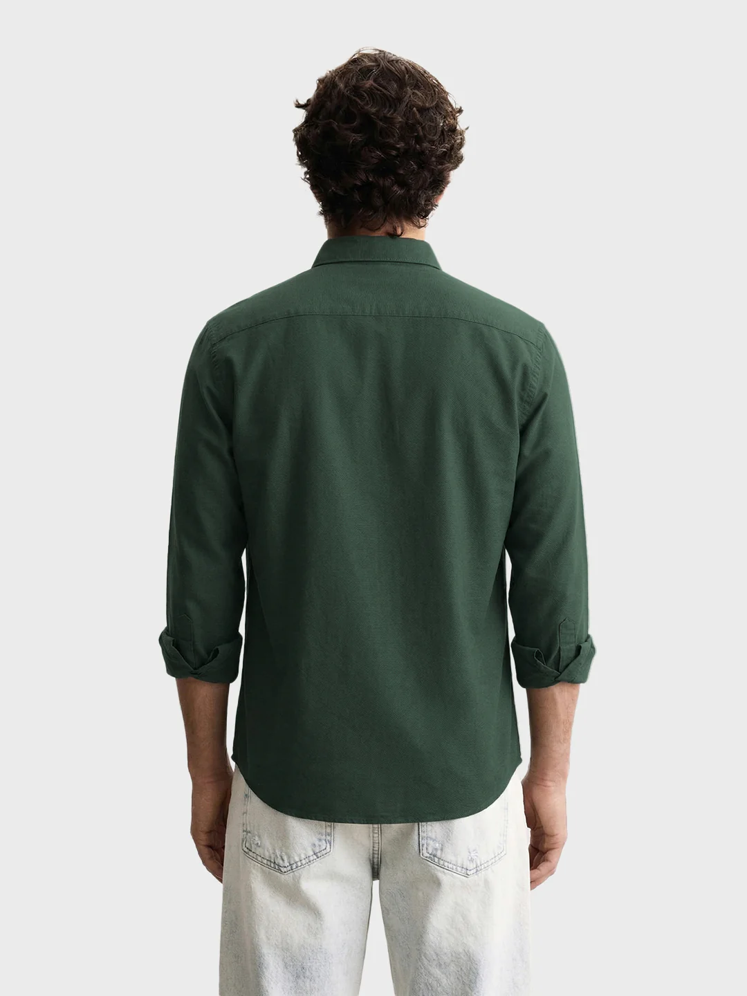 Men's Green Slim Fit Solid Casual Shirt - Image 5