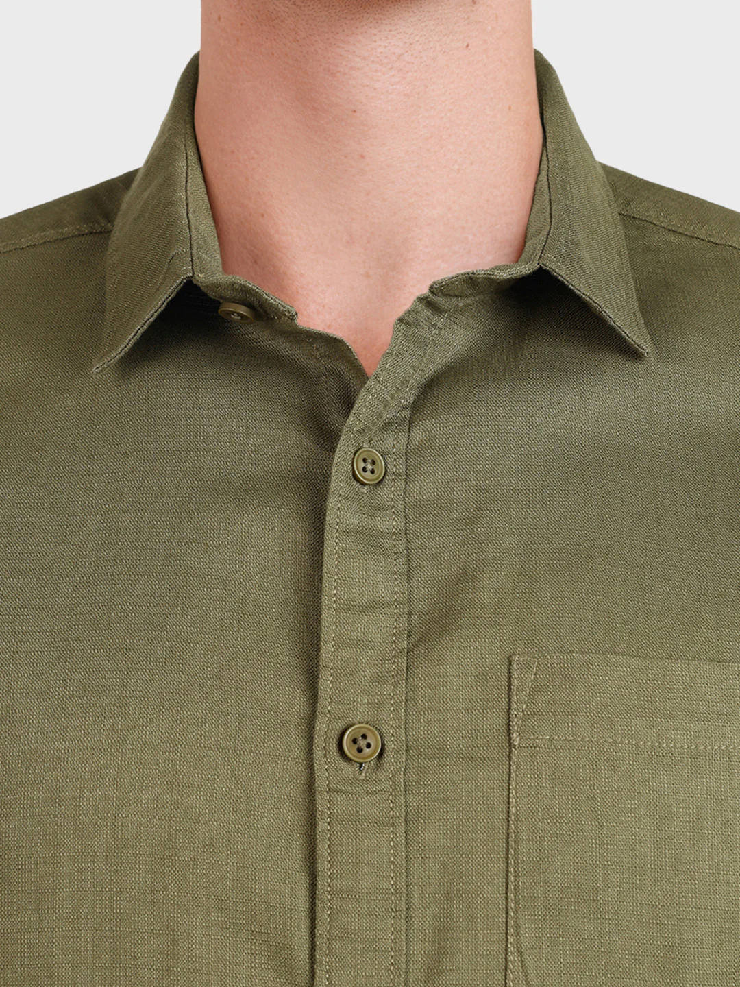 Men's Green Slim Fit Solid Casual Shirt - Image 3