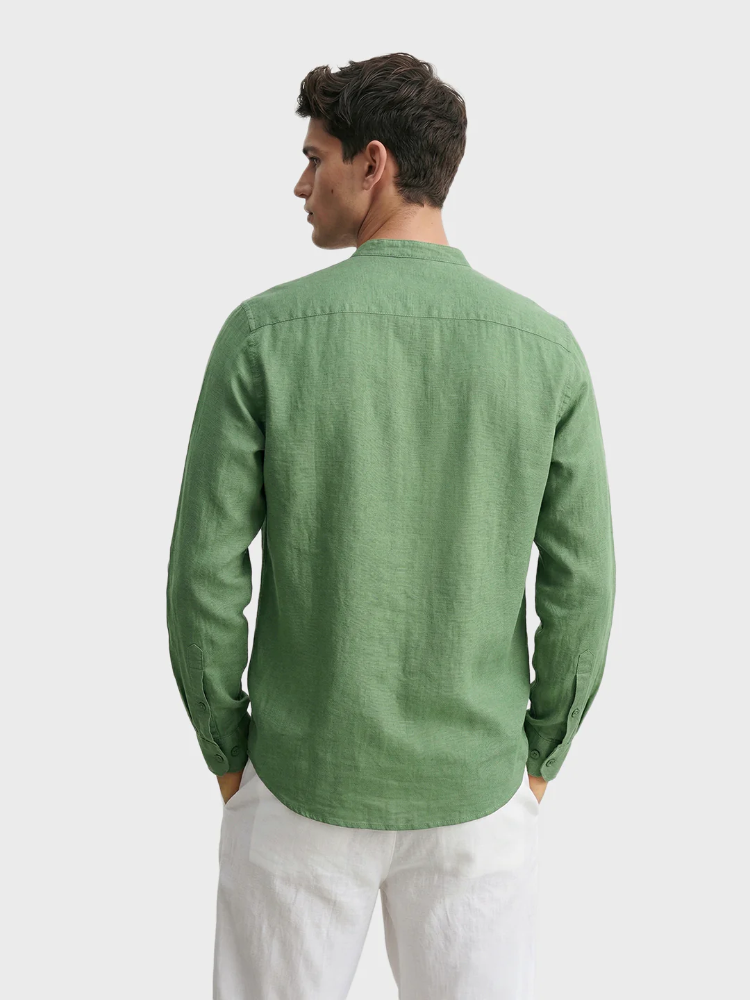 Men's Green Slim Fit Solid Casual Shirts - Image 5