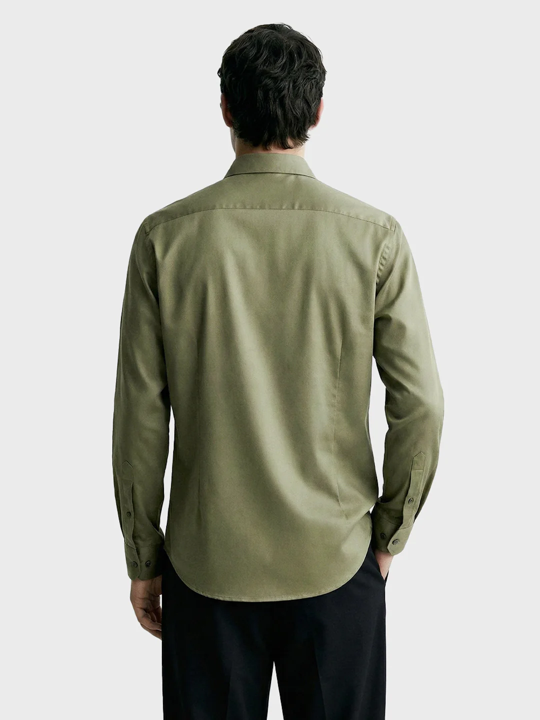 Men's Green Slim Fit Solid Party Wear Shirt - Image 3
