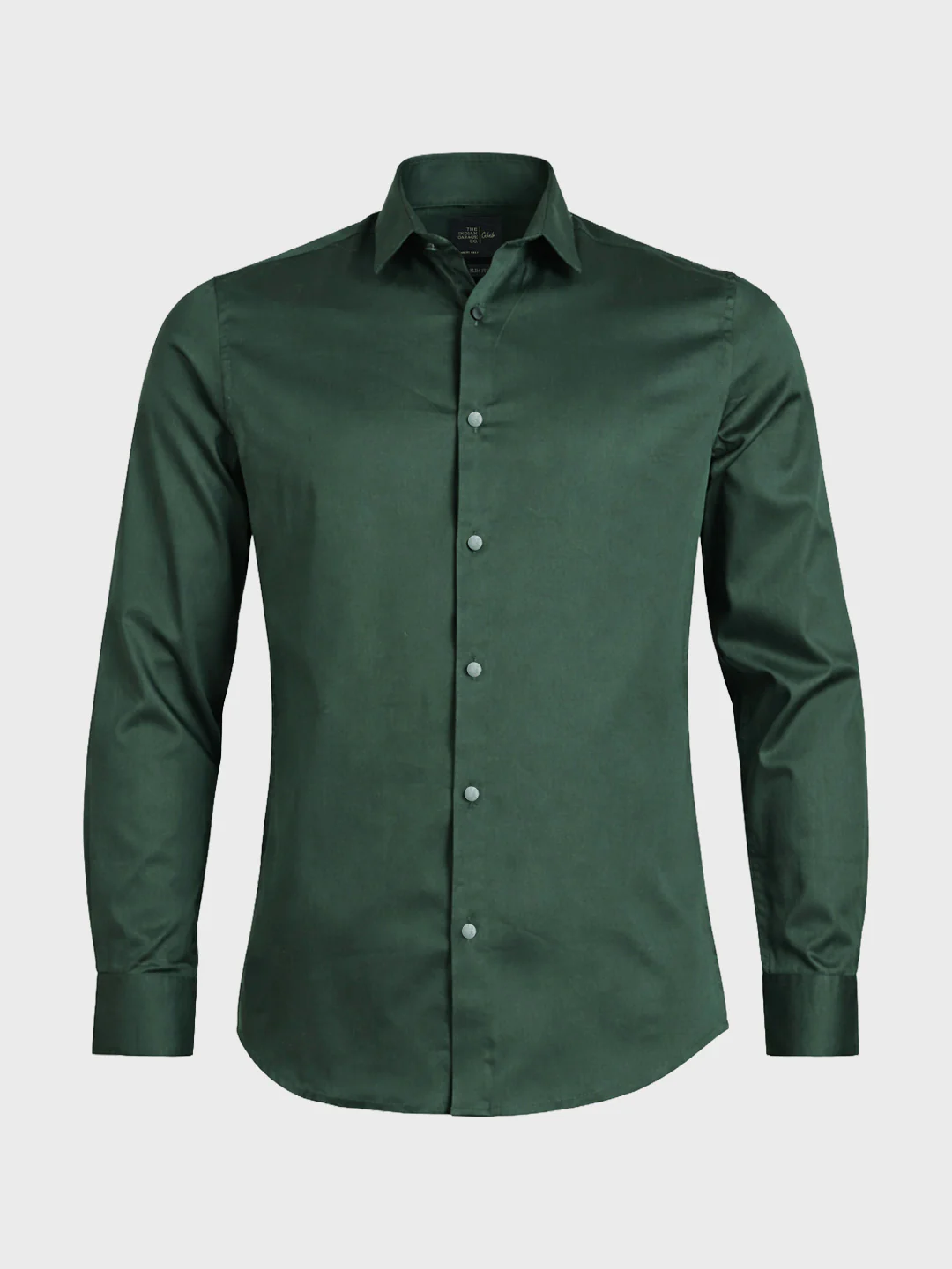 Men's Green Slim Fit Solid Party Wear Shirt - Image 4