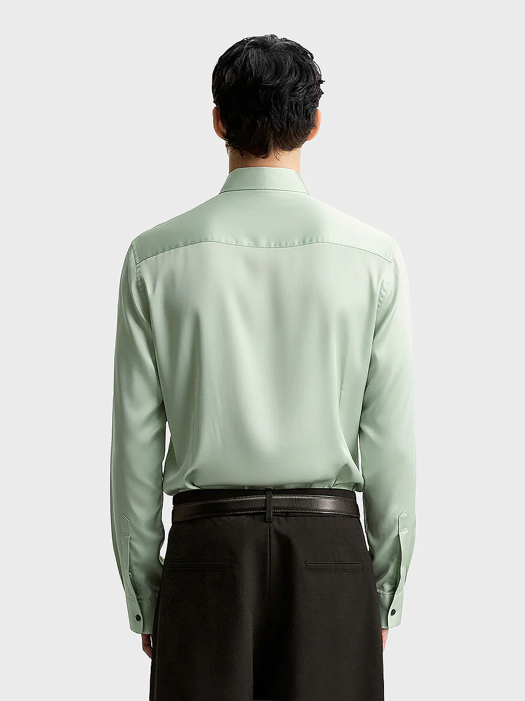 Men's Green Slim Fit Solid Party Wear Shirt - Image 2