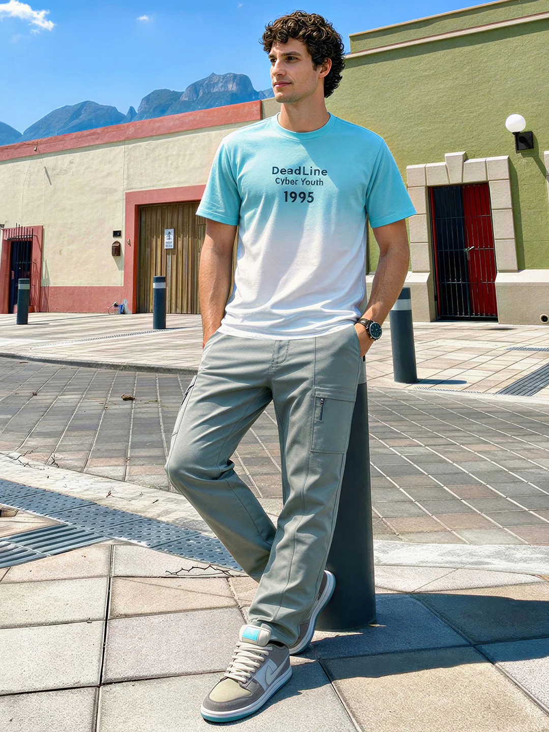 Men's Green Slim Fit Solid Utility Cargo - Image 3