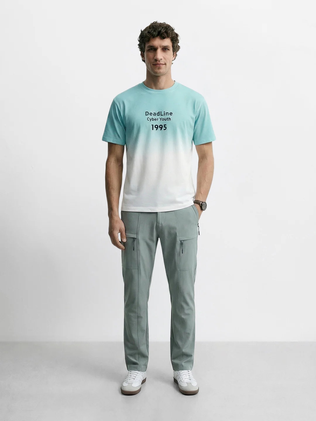 Men's Green Slim Fit Solid Utility Cargo - Image 5