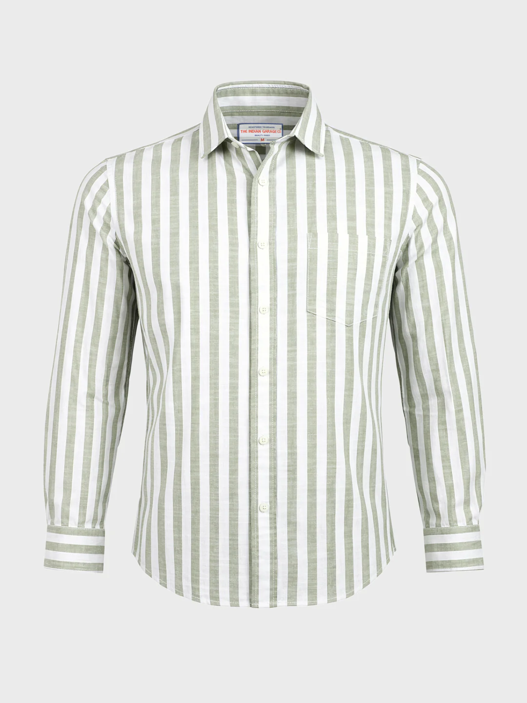 Men's Green Slim Fit Striped Casual Shirt - Image 6