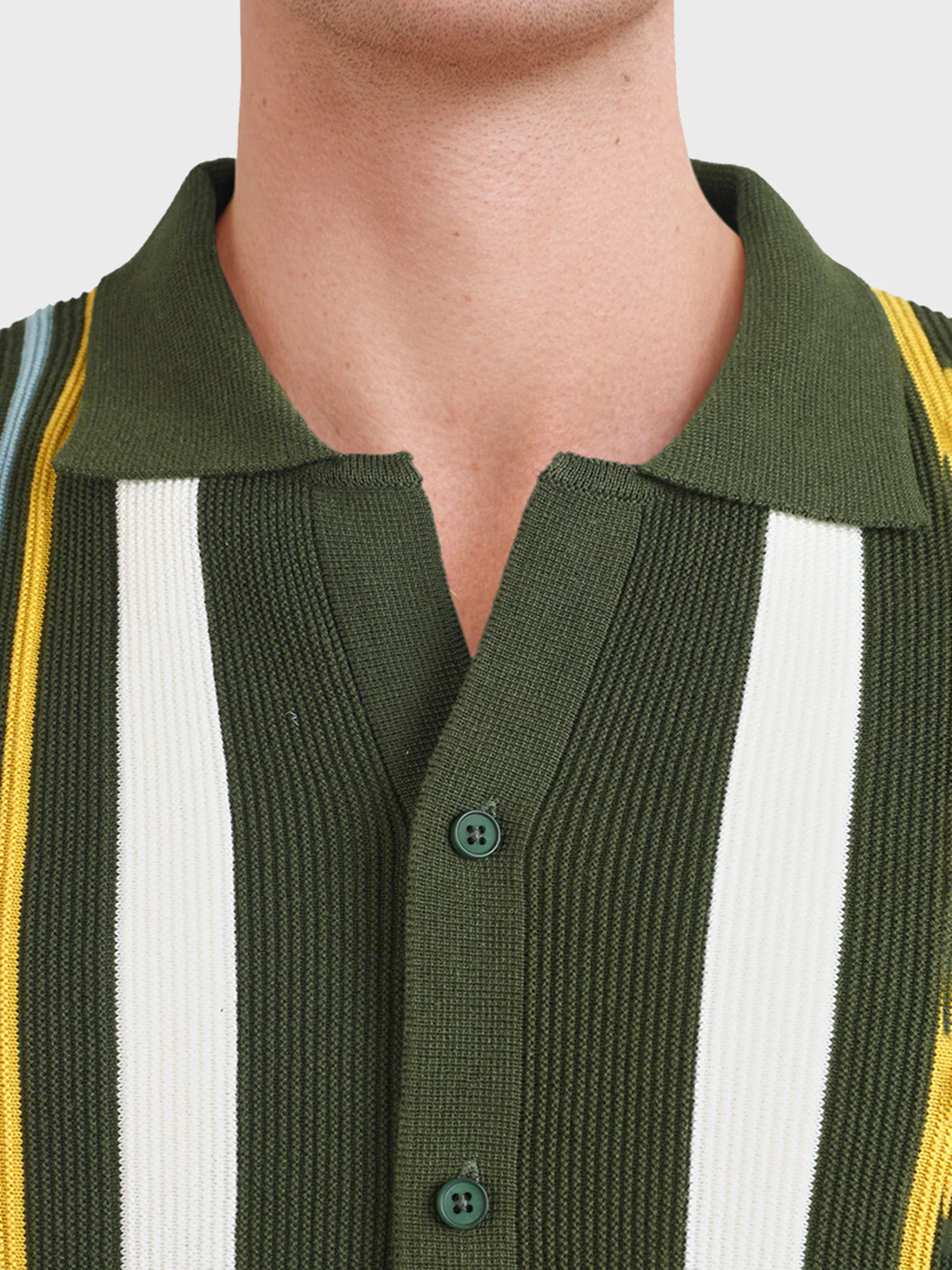 Men's Green Slim Fit Striped Casual Shirt - Image 3