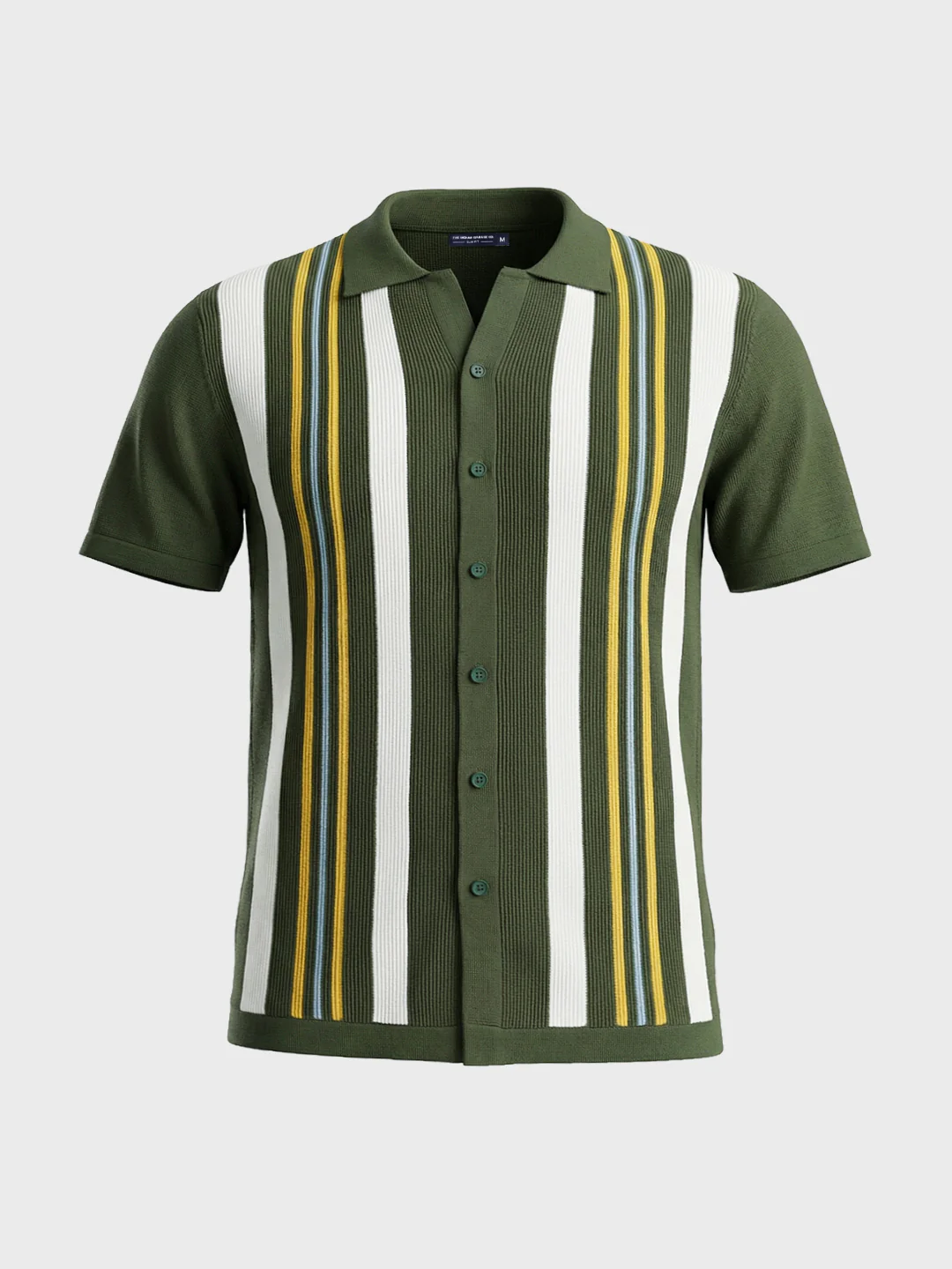 Men's Green Slim Fit Striped Casual Shirt - Image 6