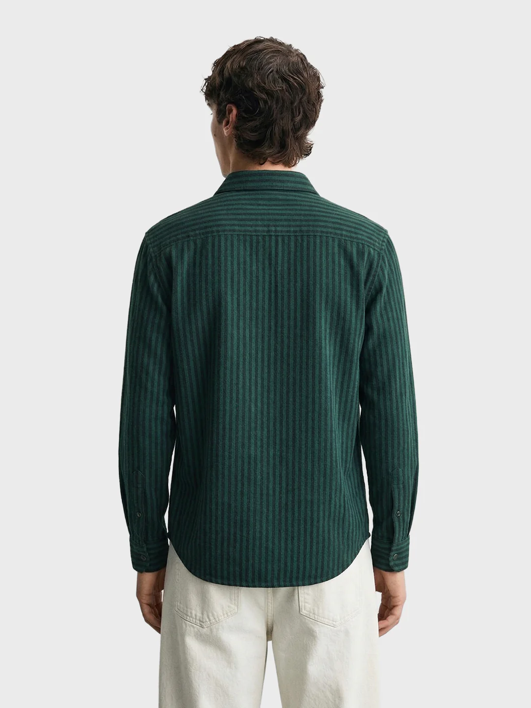 Men's Green Slim Fit Striped Casual Shirt - Image 5