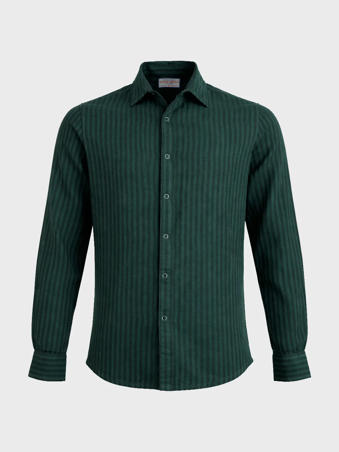Men's Green Slim Fit Striped Casual Shirt - Image 6