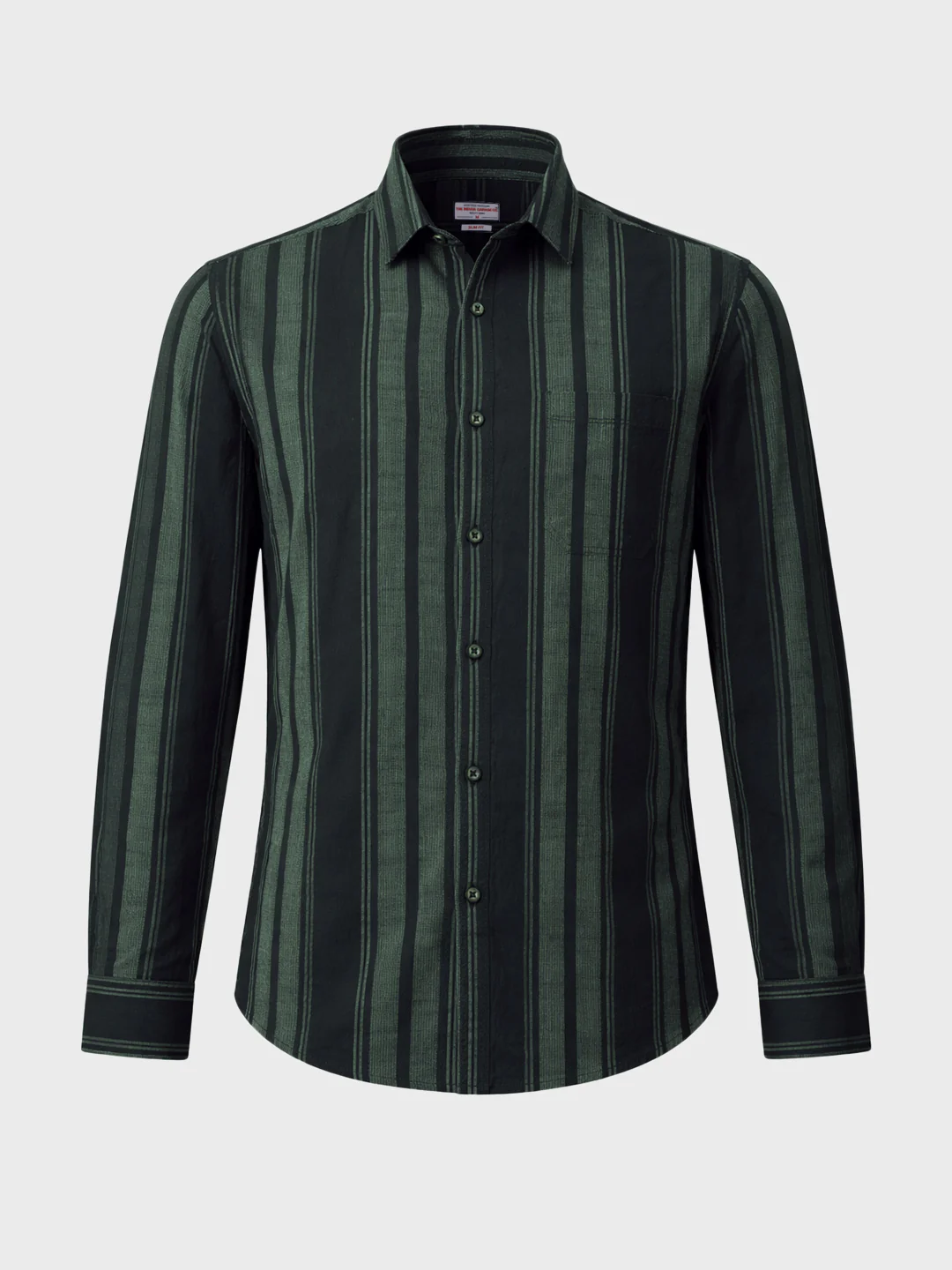 Men's Green Slim Fit Striped Casual Shirts - Image 6