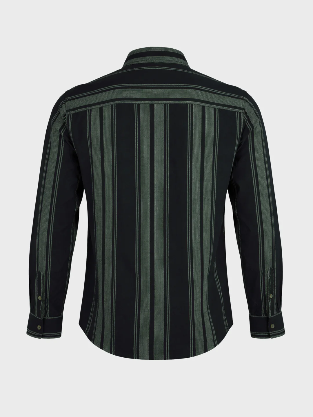 Men's Green Slim Fit Striped Casual Shirts - Image 7