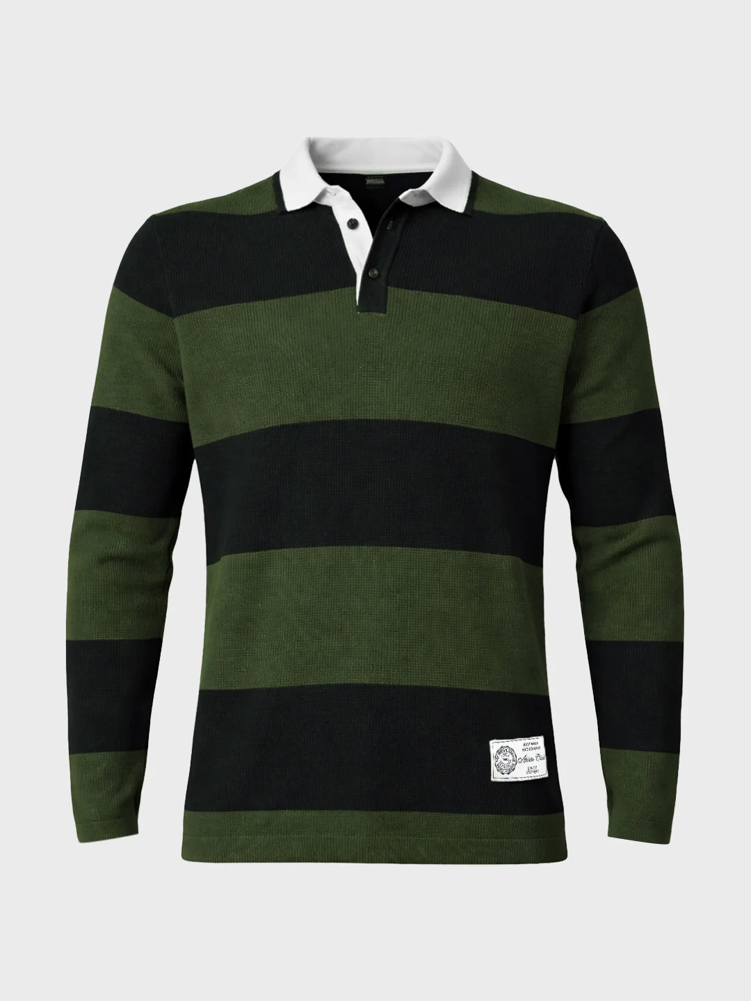 Men's Green Slim Fit Striped Flat Knit T-Shirt - Image 5