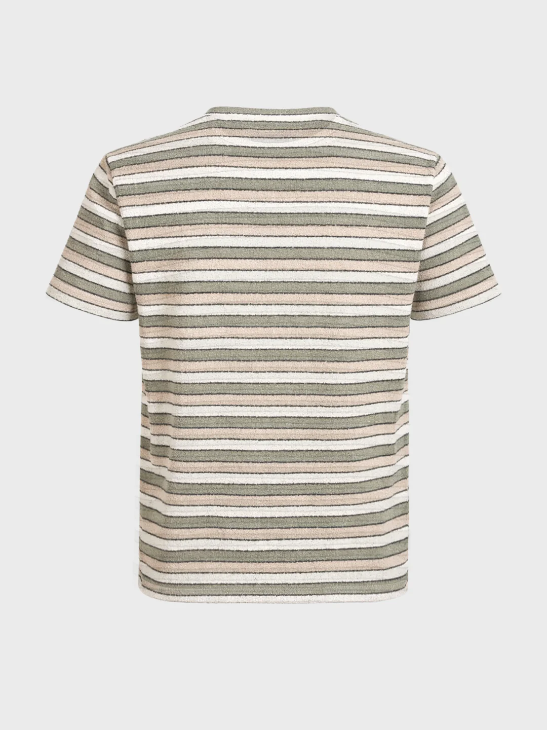 Men's Green Slim Fit Striped Casual T-Shirt - Image 7