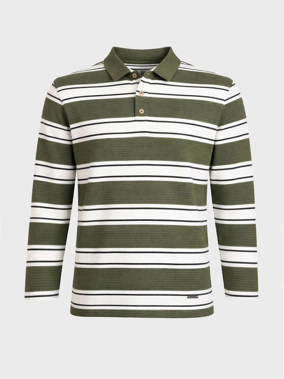 Men's Green Slim Fit Striped Casual T-Shirt - Image 6