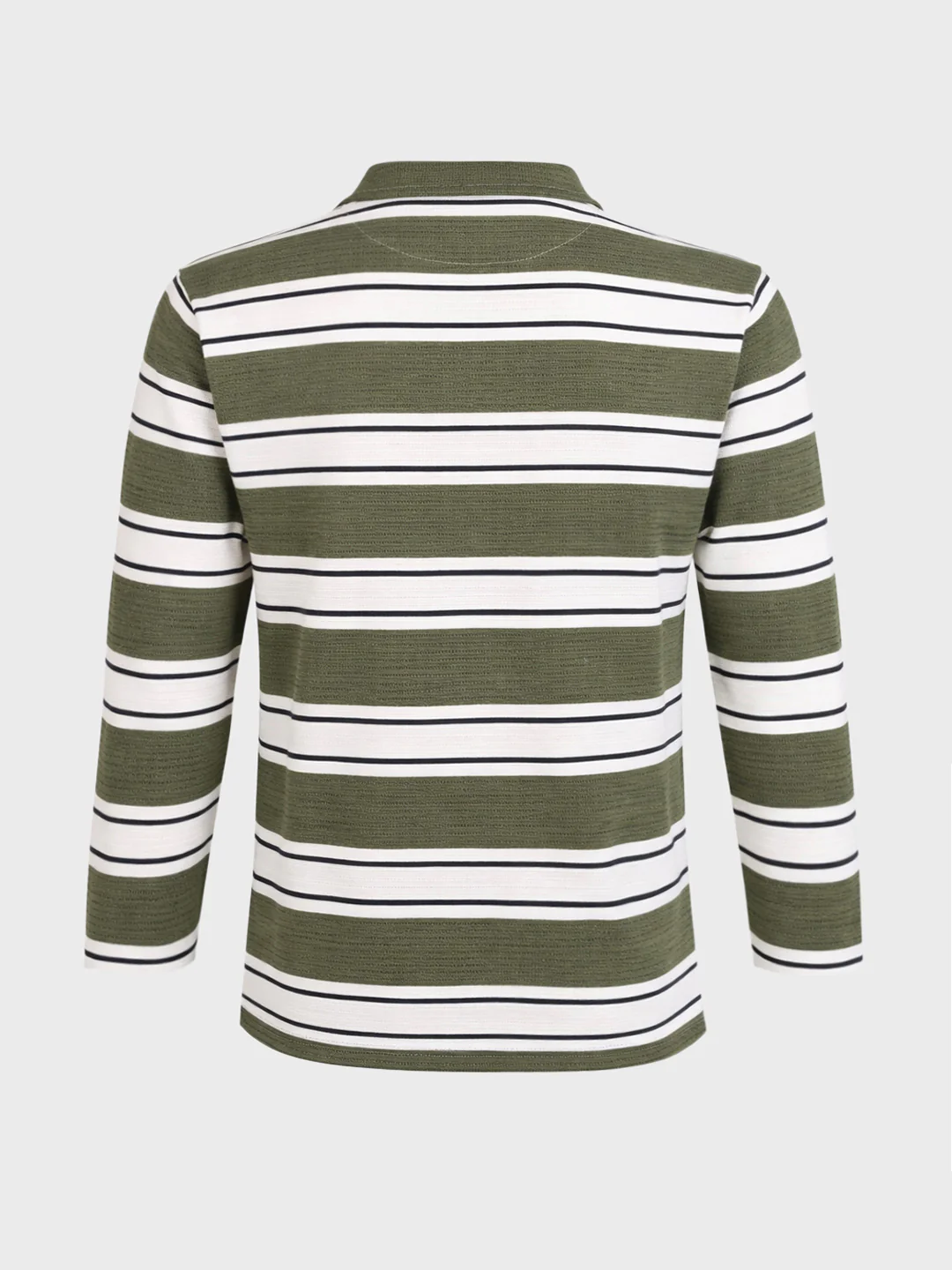 Men's Green Slim Fit Striped Casual T-Shirt - Image 7