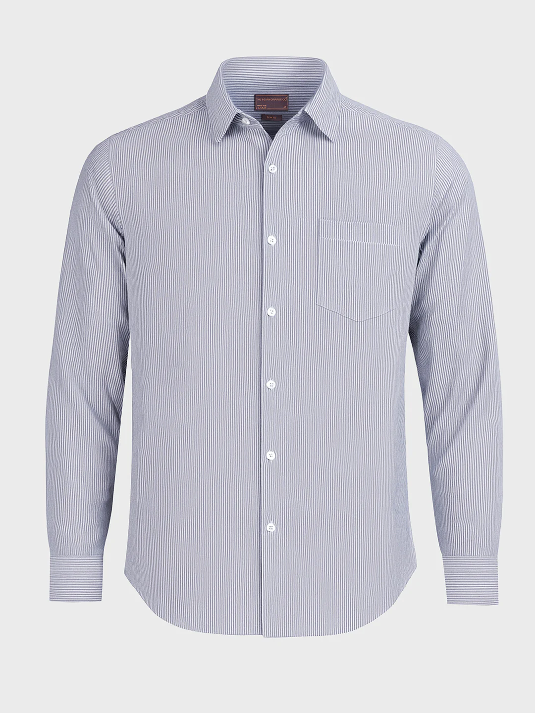 Men's Green Slim Fit Striped Formal Shirt - Image 3