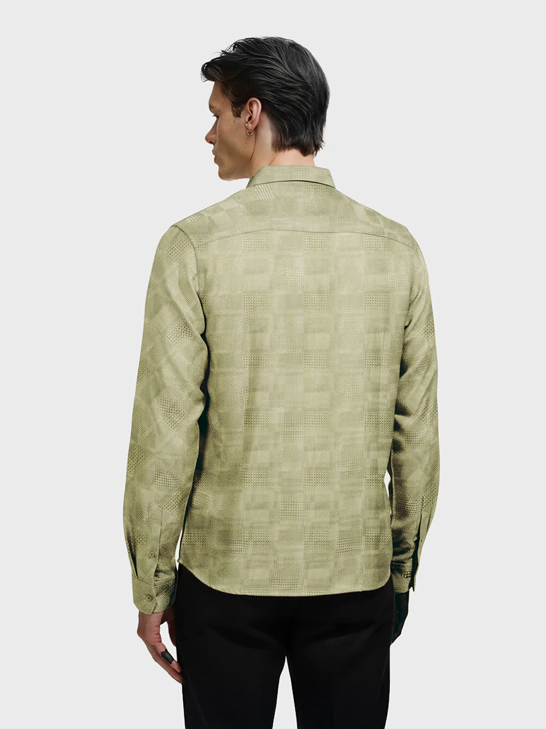 Men's Green Slim Fit Textured Casual Shirt - Image 2