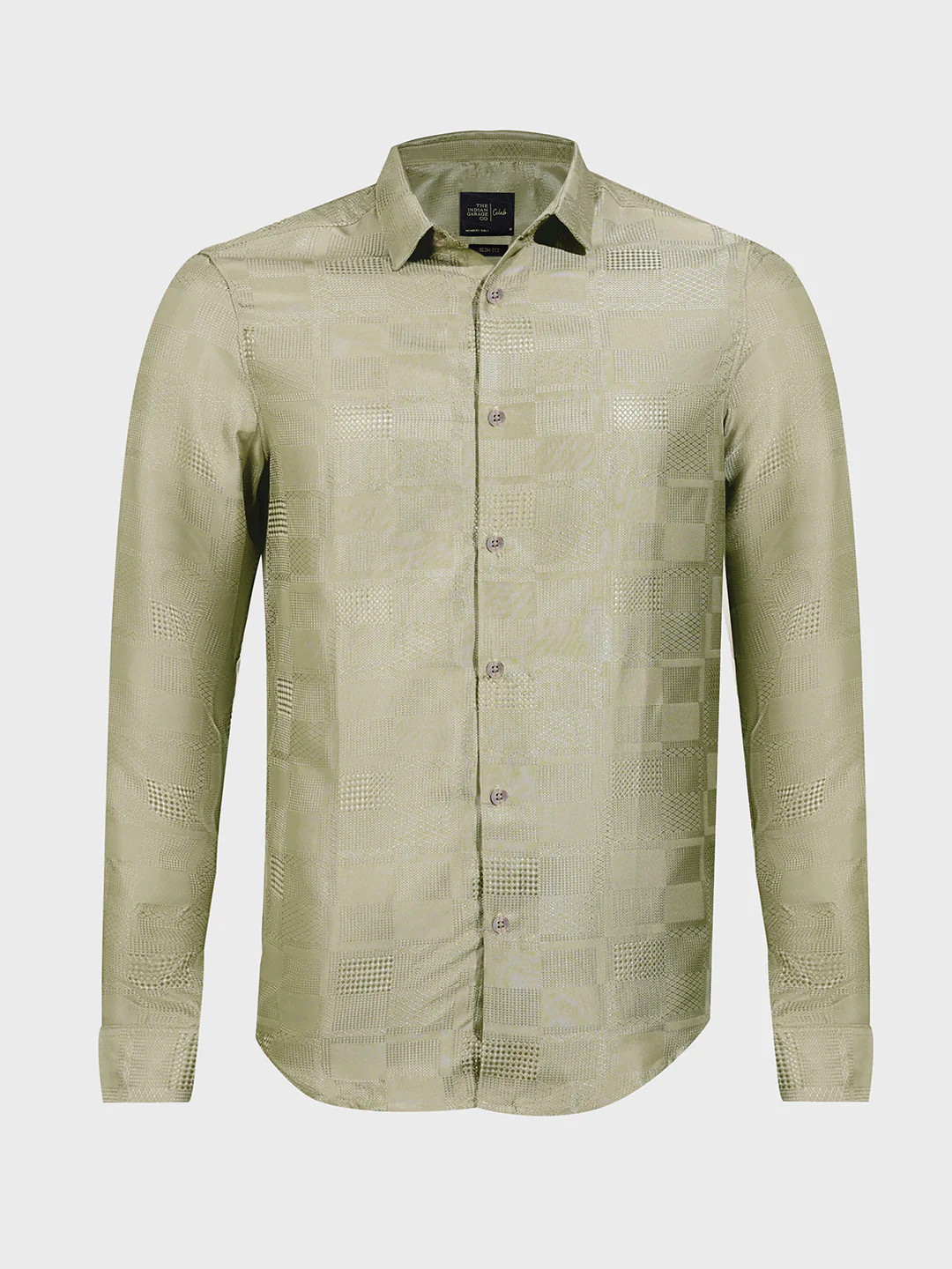 Men's Green Slim Fit Textured Casual Shirt - Image 4