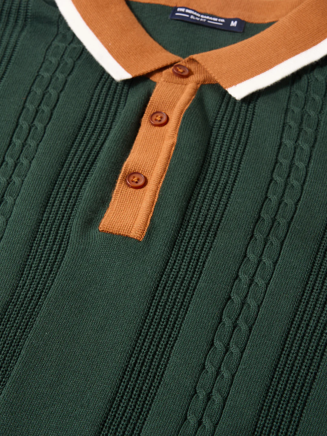 Men's Green Slim Fit Textured Flat Knit T-Shirt - Image 3