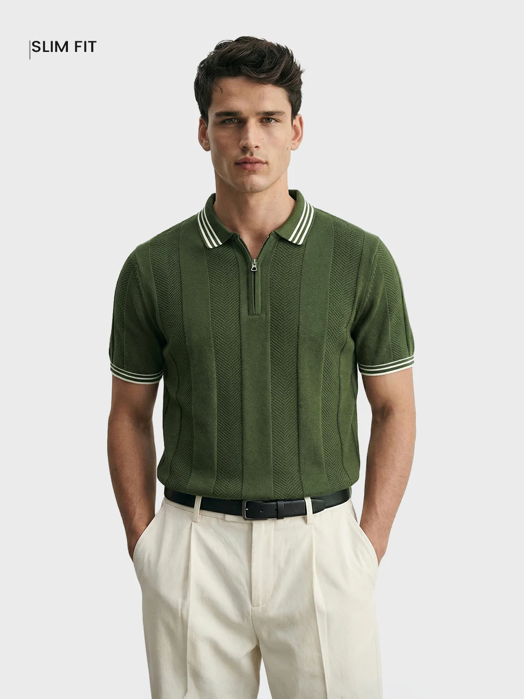 Men's Green Slim Fit Solid Casual T-Shirt - Image 2