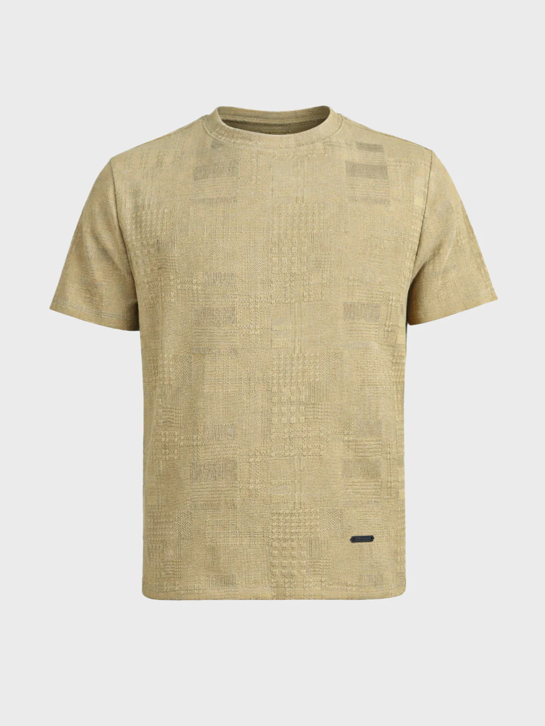 Men's Green Olive Fit Textured Casual T-Shirt - Image 6
