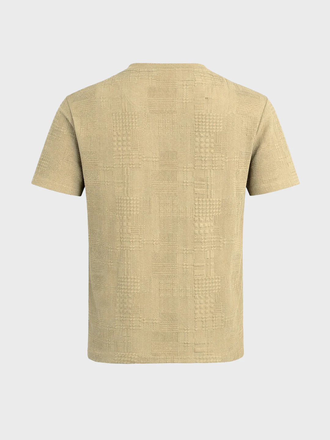 Men's Green Olive Fit Textured Casual T-Shirt - Image 7