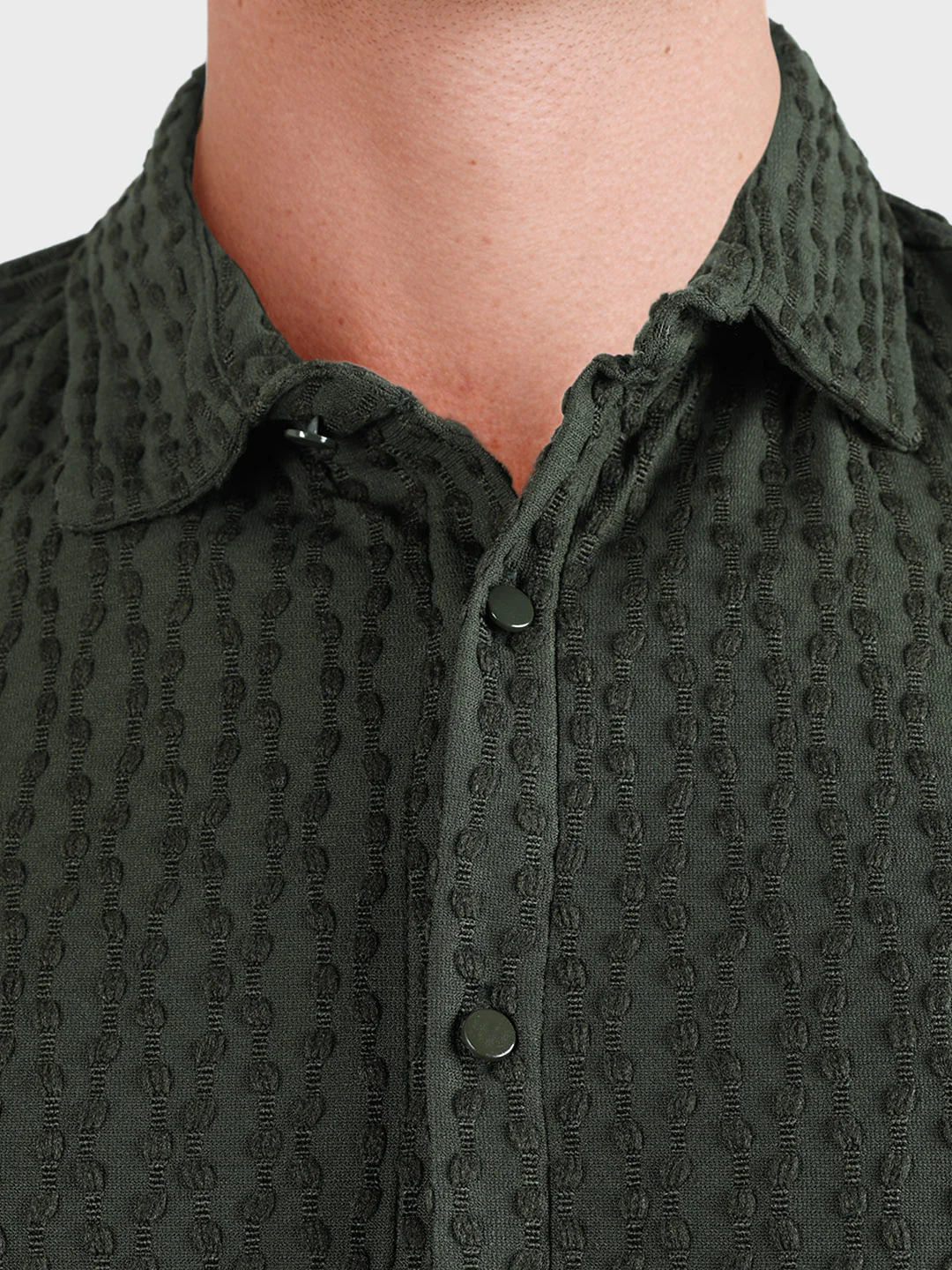 Men's Green Slim Fit Solid Party Wear Shirt - Image 3