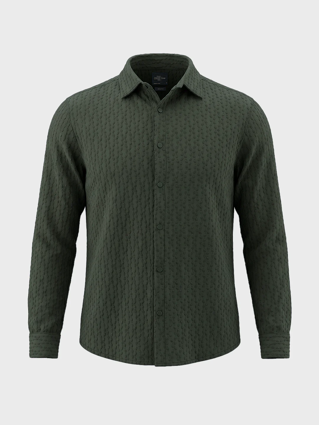 Men's Green Slim Fit Solid Party Wear Shirt - Image 6