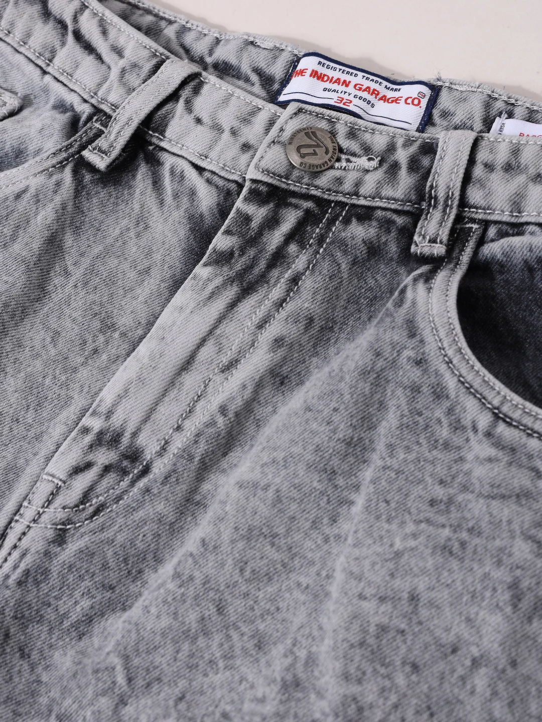 Men's Grey Baggy Fit Solid Casual Jeans - Image 6
