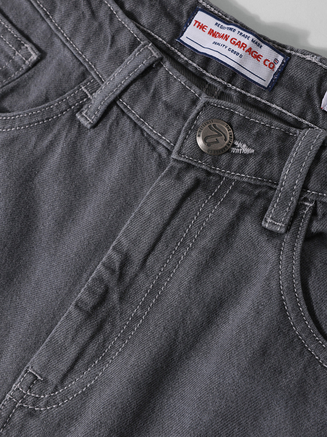 Men's Grey Baggy Fit Solid Casual Jeans - Image 6
