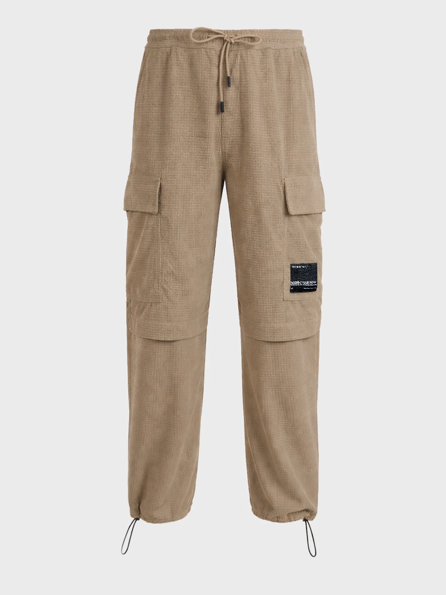 Men's Grey Baggy Fit Textured Utility Cargo - Image 5