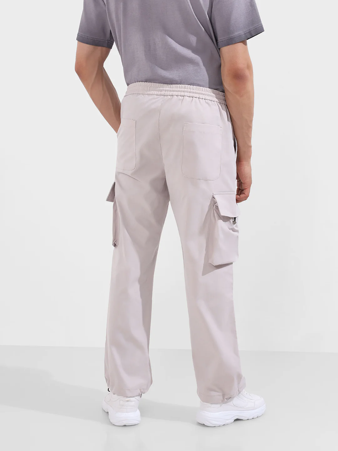 Men's Ice Grey Baggy Fit Textured Utility Cargo - Image 5