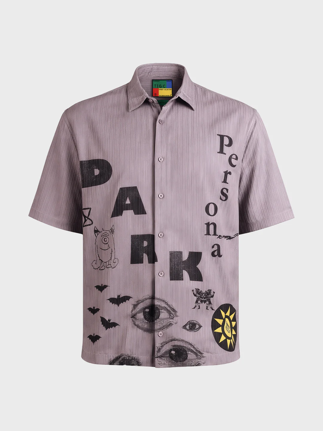 Men's Grey Boxy Fit Graphic Printed Casual Shirt - Image 4