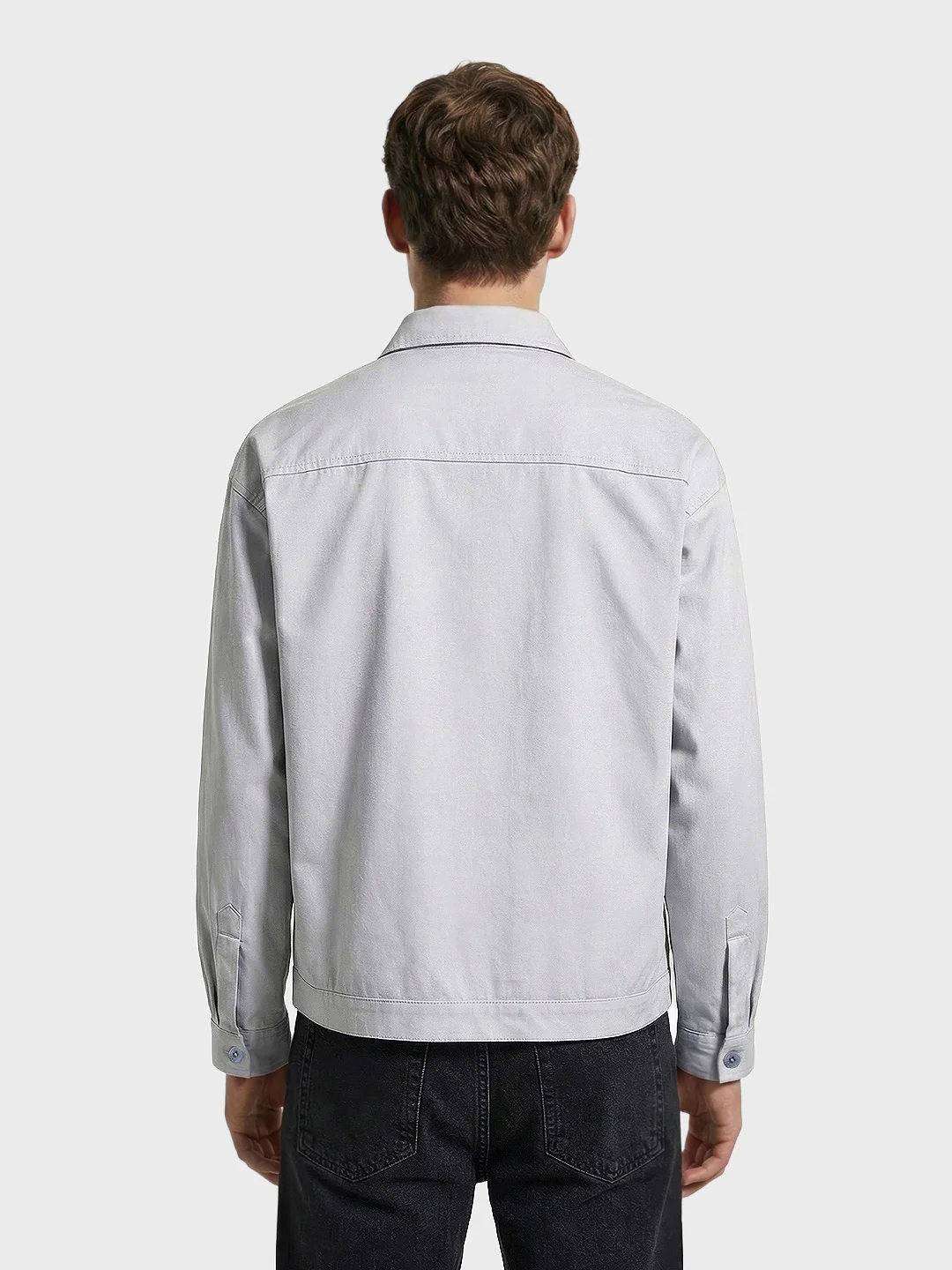 Men's Grey Boxy Fit Embroided Casual Jacket - Image 2