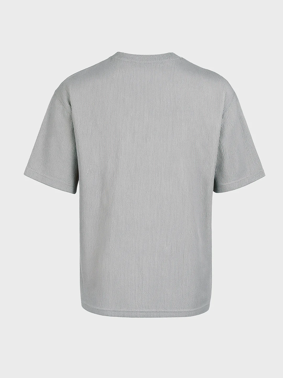 Men's Grey Boxy Fit Textured Casual T-Shirt - Image 4