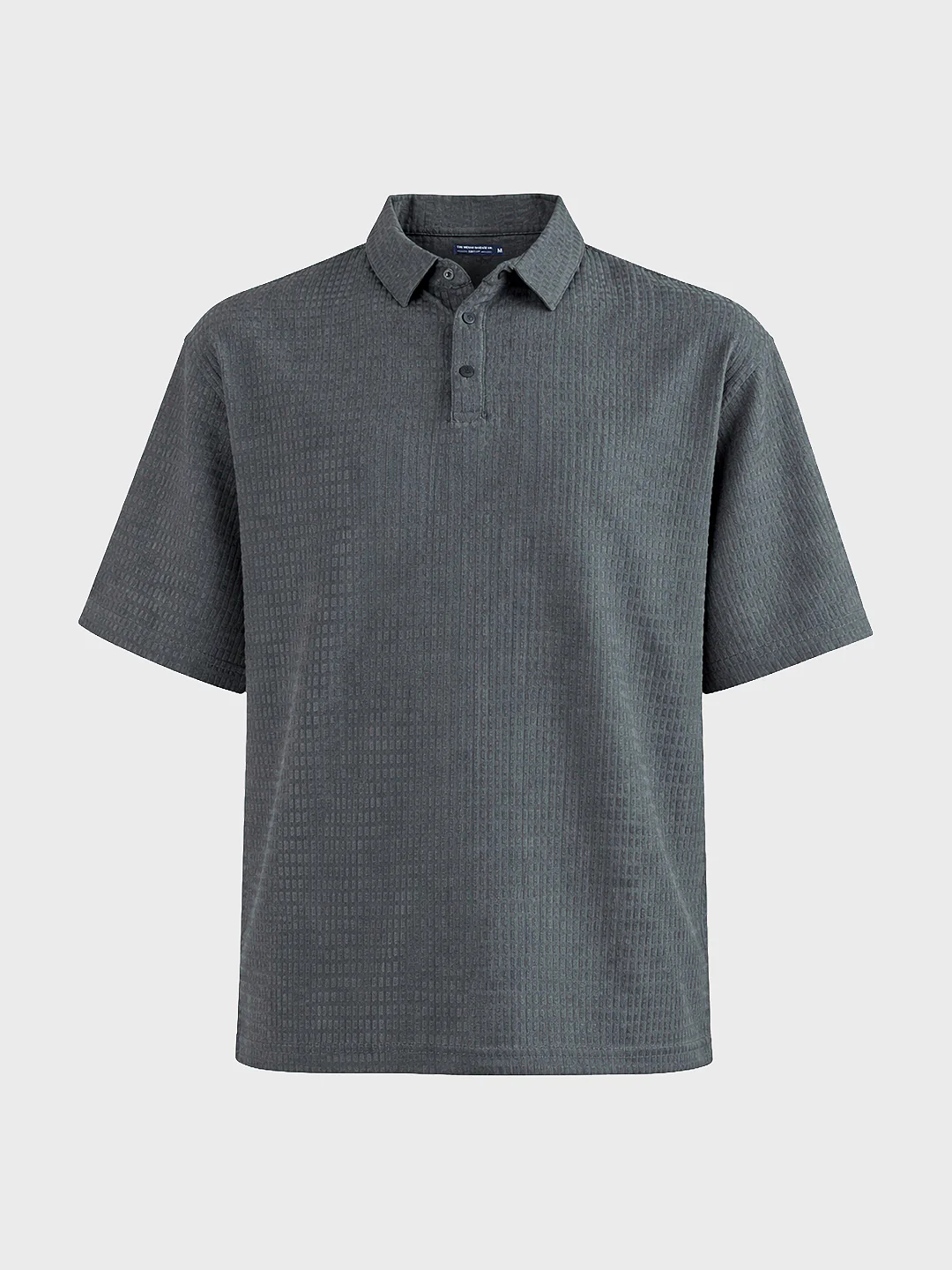 Men's Grey Boxy Fit Textured Casual T-Shirt - Image 5